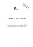 Procès-verbal sommaire du conseil communautaire du lundi 30 septembre 2019