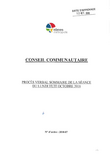 Procès-verbal sommaire du conseil communautaire du lundi 8 octobre 2018