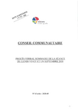 Procès-verbal sommaire du conseil communautaire du lundi 21 septembre 2020