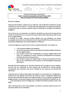 Annexe 7 - Discours FProust – Clôture Conseil communautaire lundi 29 mars