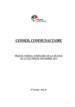 Procès-verbal sommaire du conseil communautaire du lundi 13 décembre 2021 - Version accessible