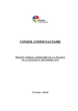 Procès-verbal sommaire du conseil communautaire du lundi 02 décembre 2019