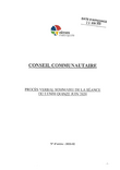 Procès-verbal sommaire du conseil communautaire du lundi 15 juin 2020