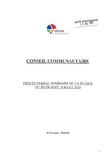 Procès-verbal sommaire du conseil communautaire du jeudi 16 juillet 2020