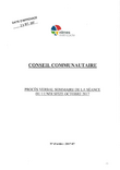 Procès-verbal sommaire du conseil communautaire du lundi 16 octobre 2017