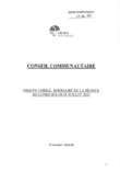 Procès-verbal sommaire du conseil communautaire du lundi 18 juillet 2022