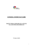 Procès-verbal sommaire du conseil communautaire du lundi 3 décembre 2018 - Version accessible