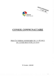 Procès-verbal sommaire du conseil communautaire du lundi 9 juillet 2018