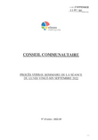 Procès-verbal sommaire du conseil communautaire du lundi 26 septembre 2022