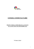 Procès-verbal sommaire du conseil communautaire du lundi 26 septembre 2022 - Version accessible