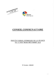 Procès-verbal sommaire du conseil communautaire du lundi 3 décembre 2018