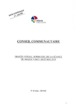 Procès-verbal sommaire du conseil communautaire du mardi 28 mai 2019