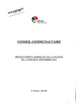 Procès-verbal sommaire Conseil Communautaire du 7 décembre 2015