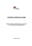 Procès-verbal sommaire du conseil communautaire du lundi 12 décembre 2016