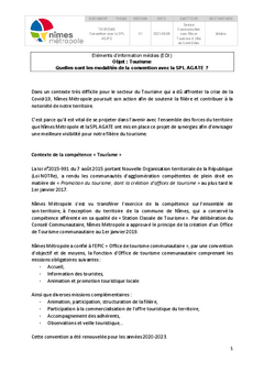 Note sur les modalités de la convention entre Nîmes Métropole et la SPL AGATE