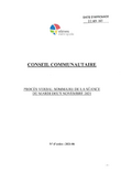 Procès-verbal sommaire du conseil communautaire du mardi 2 novembre