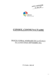 Procès-verbal sommaire du conseil communautaire du lundi 20 septembre 2021