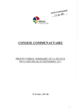 Procès-verbal sommaire du conseil communautaire du lundi 18 septembre 2017